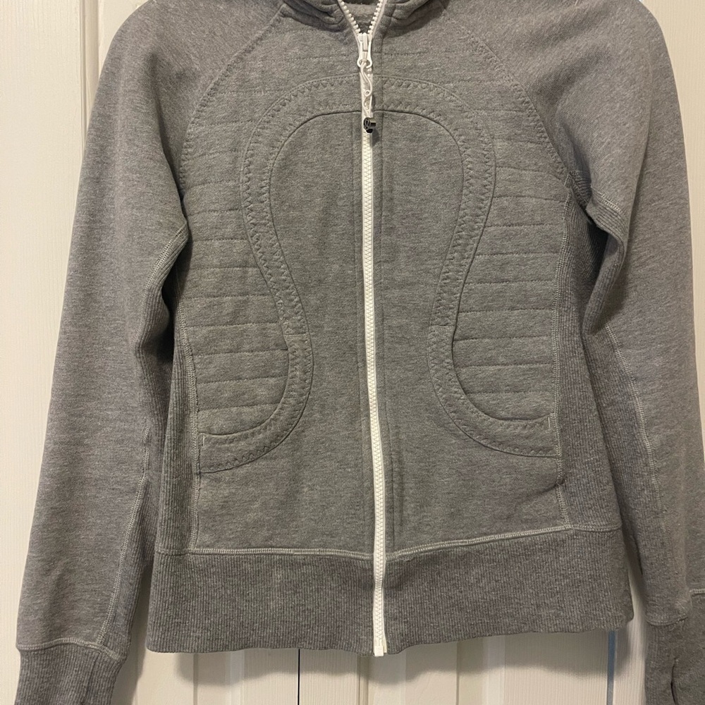 Lululemon Athletica Gray Scuba Full Zip Jacket, Funnel High Neck. Calm and Cozy